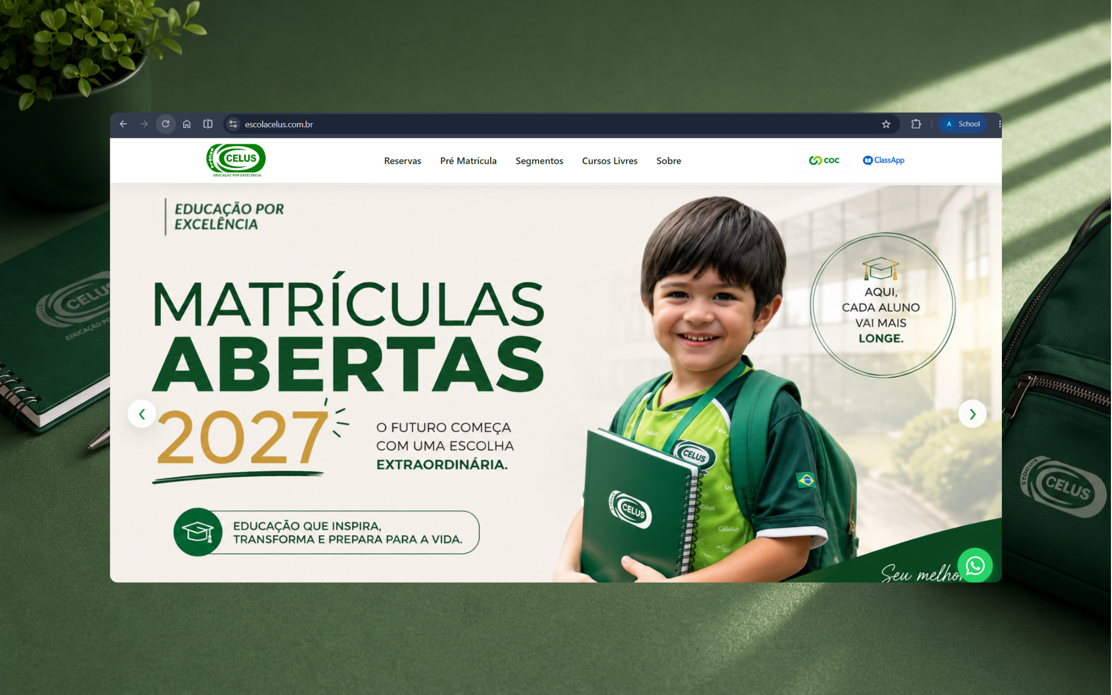 Site institucional desenvolvido para o Escola Celus